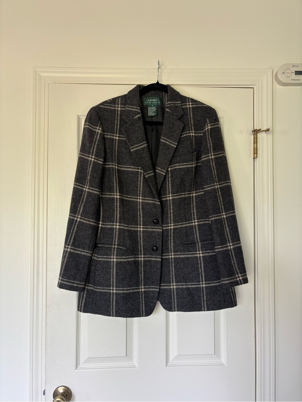 Lauren Ralph Lauren Gray Windowpane Wool Blend Blazer